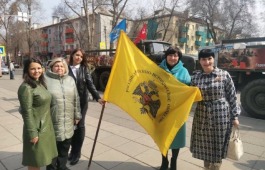 Члены хакасского реготделения РВИО приняли участие в торжественном митинге, приуроченном к старту республиканского автопробега в преддверии 77-ой годовщины Великой Победы